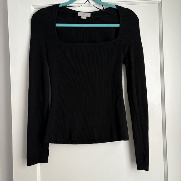 H&M Black Ribbed square neck Knit Top - Picture 2 of 5